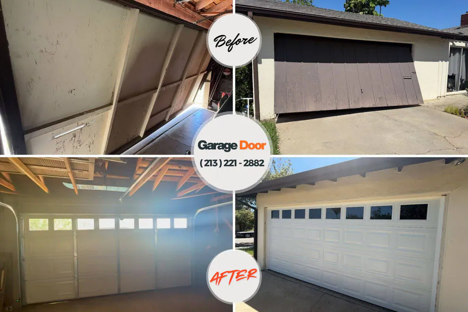Before and after: garage door repair Smiths Station, AL